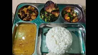 Veg thali (rice,dali, chilli paneer,saga,bhaigan bhaja) #food #shortvideo #odisha #recipe