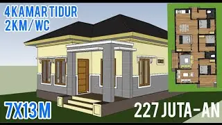 Desain Rumah 7x13 Meter 4 Kamar Tidur 2 Kamar Mandi