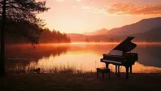 Sunset Lake Piano Music 🌅 Calm Forest & Mountain Ambience for Relaxation and Sleep