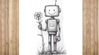 How To Draw Cute Robot Step by Step | Deepak Drawing