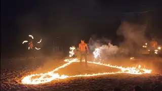 4K Fire show at Ao Nang beach, Krabi, Thailand  05.04.2025