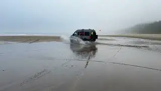 Sprinter with Evictus Suspension and BFG KO3on the beach in Oregon