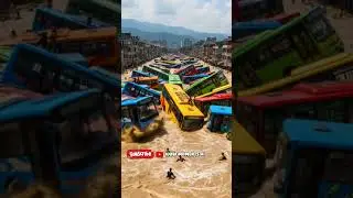 Buses Swept Away by Floods Collide in Raging Waters 🌊💥