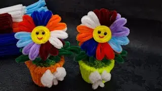DIY Cute 7 Color Mini Flower Pots / Very Cute and Simple with Pipe Cleaner