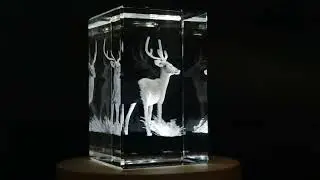 Stunning Axis Deer 3D Engraved Crystal Sculpture - A Luxurious Gift for Wildlife Enthusiasts-FSAN185