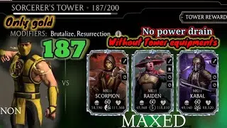 😉Fatal sorcerers tower 187 finish by non Max Gold Characters without tower Equipments MK Mobile GPU