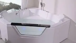 Empava 59&rdquo; Corner Whirlpool Tub with Heated Massage & LED Lights - Maximize Comfort & Space ✨