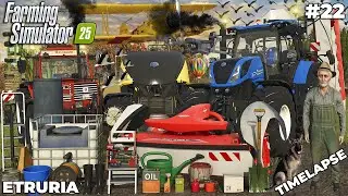 ⏰VERY LATE GRASS HARVEST! LATE MOWING, WINDROWING & BALING 🚜| ETRURIA | Farming Simulator 25 | EP 22