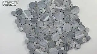 K92XP Bardiglio Gray Marble Bubble Round Paramount Mosaic Tile Polished