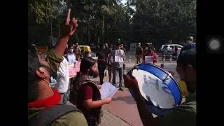Student organizations protested at DU against institutional murder of Aishwarya, LSR student