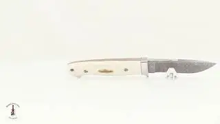 Damascus Loveless-Style Drop Point Hunter with Mammoth Ivory by Tom Buckner