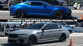 675hp BMW M5 vs 900hp ZL1 Camaro 65mph Roll Start Race Motive @ Pocono Raceway