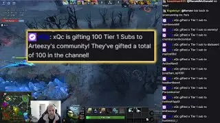REAL xQc gifted 100 Subs to Arteezy Stream 💙 w/ Twitch Chat Reaction