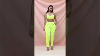 💚Neon Yellow Crop Top & Pants Set: Summer Must - Have! #fashion #ootdguide