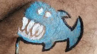 | Shark drawing | body painting shark art | temporary trending tatoo design | tribal water colour ##