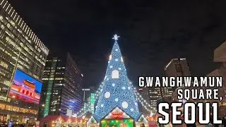 Winter Night Walk | Gwanghawmun Square, Seoul | 4K