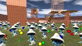 Smurf Cat Gmod Nextbots HORDE Chasing Me on Destructible Towers - Garry's Mod