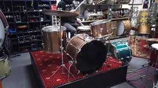 1970s Premier 14x22 9x13 and 16x16 Polychromatic Gold Drum Kit