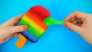 Rainbow Squishy Ice Cream With Slime Making | DIY STRESS RELIEVER POPSICLE