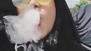 Girl smoking hard