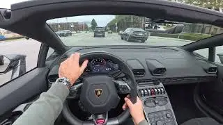 Lamborghini Huracan Spyder POV Driving | Fashion Island In Newport Beach To 405 Freeway