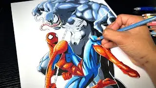 How I Draw Spiderman vs Venom! (Comic Art Style)