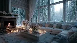 Relaxing Winter Piano With Snowfall And Fireplace Sounds For Deep Sleep
