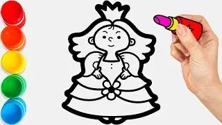 Glitter Girl Princess drawing and coloring pages for kids / Joy Kids Art