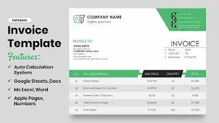 Quto - Auto Calculation Invoice Template With Ms Excel Word Google Sheets Docs Apple Pages Numbers