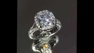 Cushion Diamond Halo Engagement Ring with Split Shank