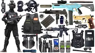 Special police weapon toy set unboxing, UMP45 submachine gun, fire truck, SR410 hunting rifle, AMR