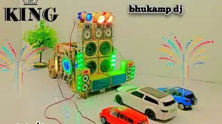 Mini dj bass truck loading at New home making by cardboard dj toy and light decoration Durga Puja