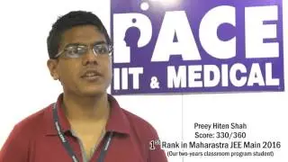 1st Rank in Maharashtra JEE Main 2016 Preey Hiten Shah