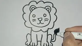 शेर का चित्र बनाना सीखें / How to Draw a Lion Easy Step by Step / Lion Drawing Easy / Animal Drawing