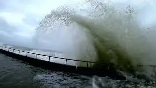 Huge Waves Along The Undercliff Path From Brighton to Rottingdean