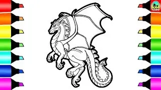Learn how to color a make believe dragon cartoon I Fun Colouring for kids