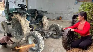 mechanic girl build tractor into 6 wheels can she finish