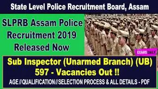 SLPRB Assam Police Recruitment 2019 || Assam Police SI Recruitment 2019 || SI Assam Police 2019
