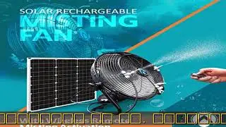 EXTREMEMIST 14&rdquo; Misting Fan &ndash; 3 Mister Nozzles, 20W Solar Panel | Detachable Pump with 16ft. Mistin
