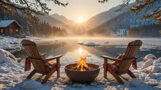 Quiet Winter Lake Morning ❄️🔥 Campfire Ambience for Deep Relaxation & Stress Relief
