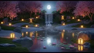Relaxing Waterfall Sounds & Japanese Lantern Ambience for Sleep & Meditation
