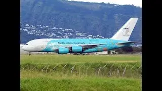 Airbus A380 HiFly à St Denis de la Réunion,aéroport Roland Garros (RUN)