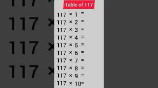 Table of 117 #shorts #education #subscribe #maths
