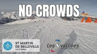 Skiing blue piste 'Jerusalim' in Les Menuires, Les 3 Vall&eacute;es, GoPro 4k, 2026  #snow #mountains