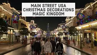 Main Street USA Christmas Decorations At Night - Magic Kingdom - Walt Disney World