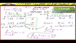 مفهوم نهاية الدالة عند نقطة عددى وبيانى للصف الثانى عشر قطر 2025