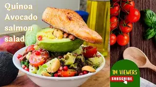 Quinoa Avocado pan fry salmon salad like a top of the mountain ⛰️ by chef megha recipe