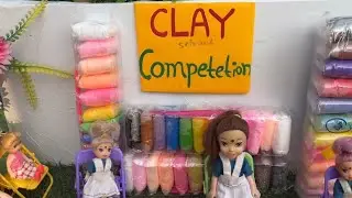 Clay compitition Barbie Doll All Day Routine in Niya dolls village|| Toy play #kids learning video 