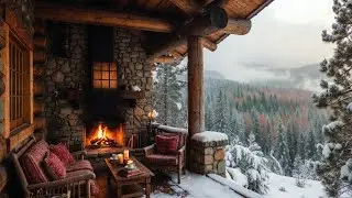 Cozy Coffee Shop in Winter ❄️ Smooth Jazz Music with Fireplace for Studying & Working