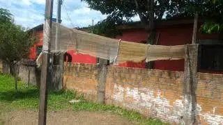 Rede de V&Ocirc;LEI de saco de batatas, tempo bom